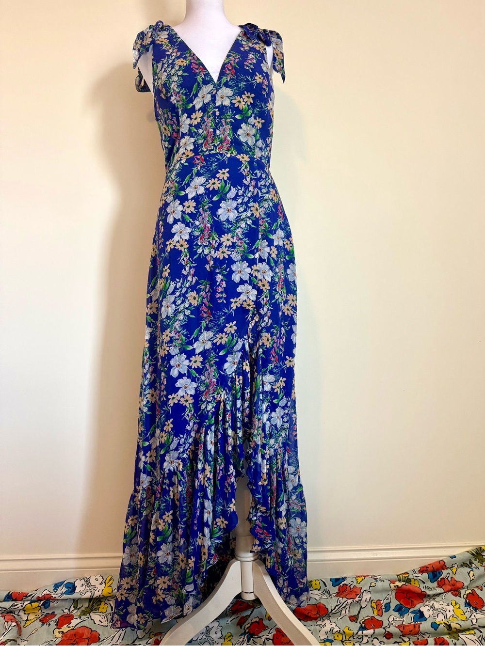Yumi Kim Royal Blue Floral High-Low Maxi Dress size XS